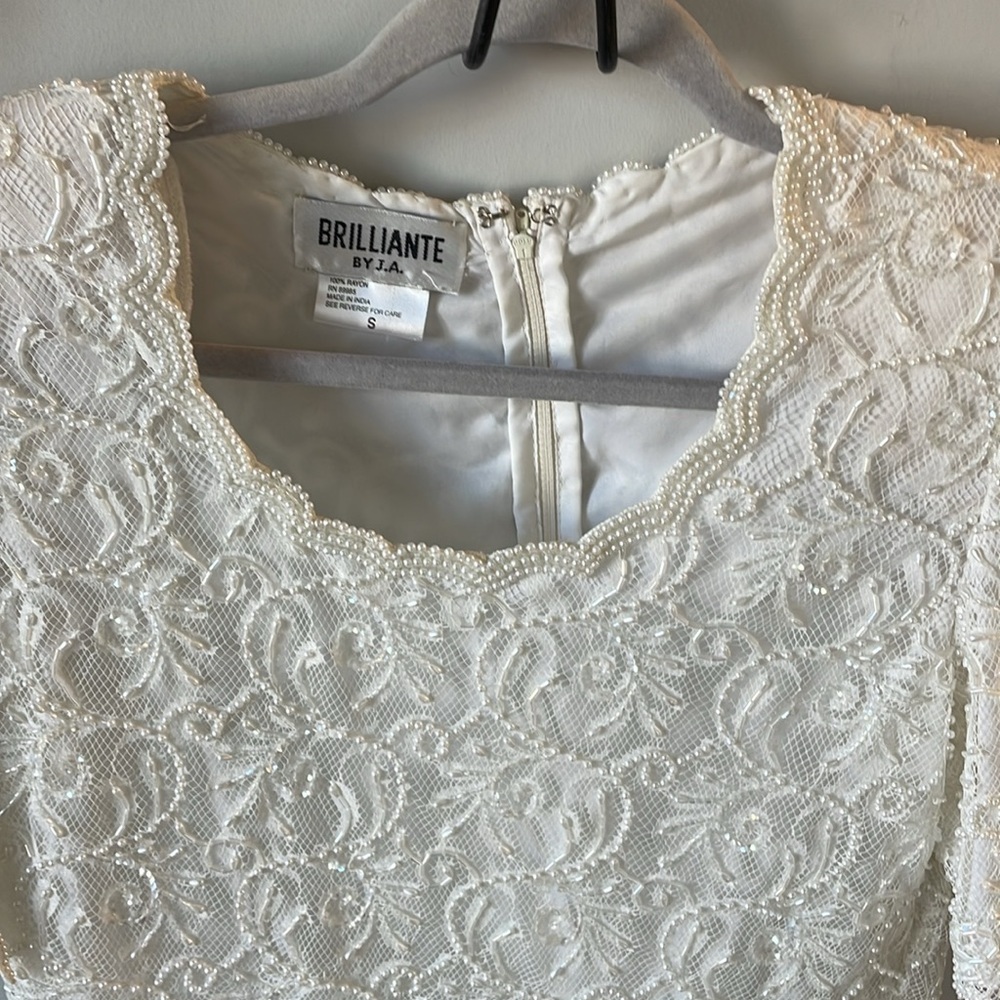Brilliante by JA, vintage bridal wedding dress separate top, bead and lace small - Picture 2 of 8